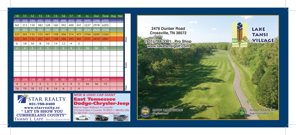 Course Map Lake Tansi Village Resort